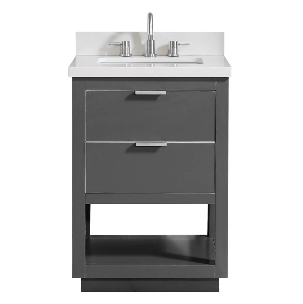 Avanity Avanity Allie 25 in. Vanity Combo in Twilight Gray with Silver Trim and White Quartz Top