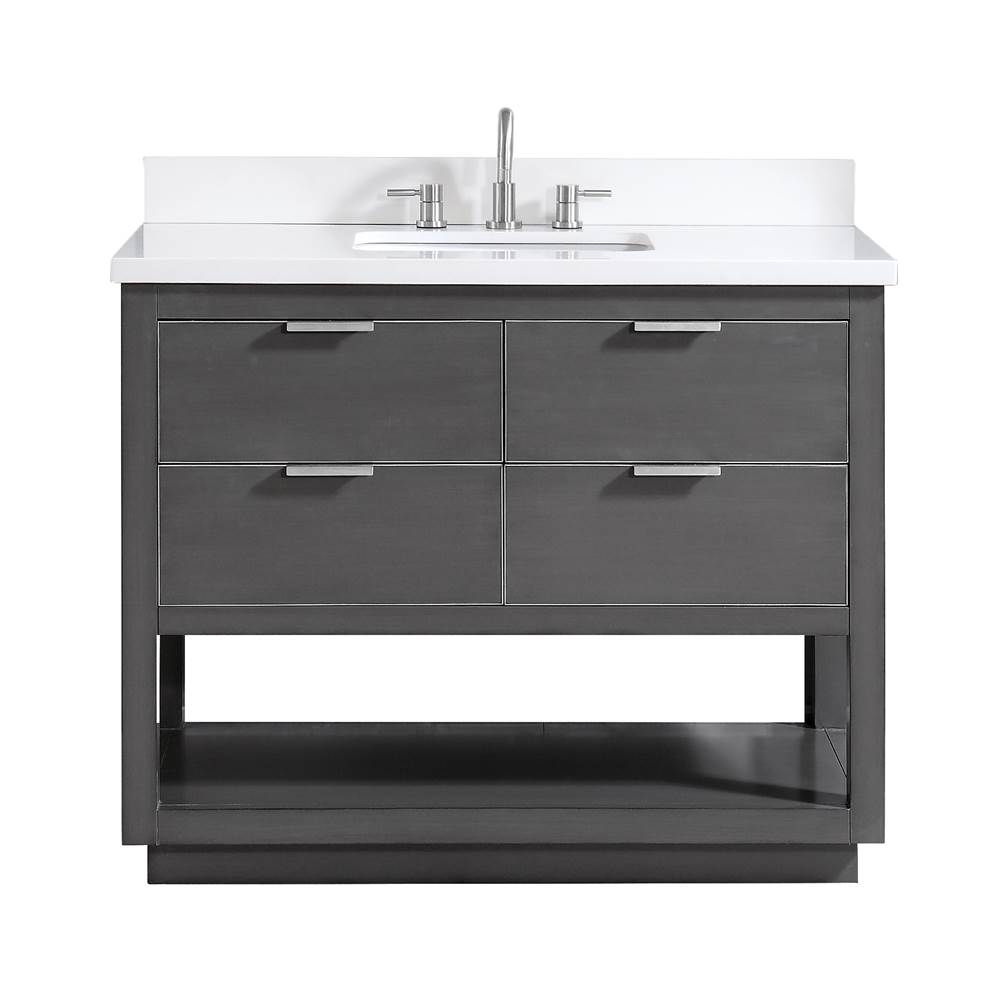 Avanity Avanity Allie 43 in. Vanity Combo in Twilight Gray with Silver Trim and White Quartz Top