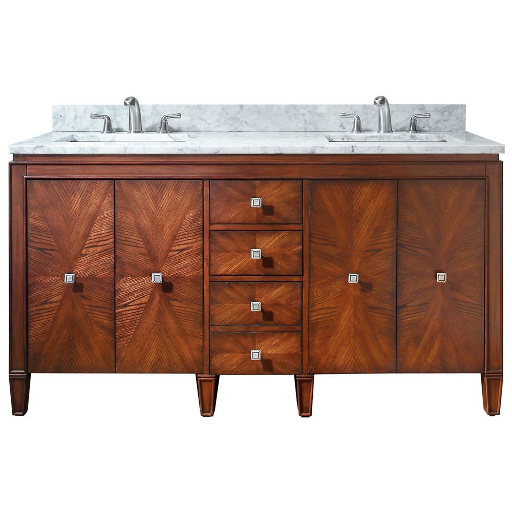 Avanity Avanity Brentwood 61 in. Double Vanity in New Walnut finish with Carrara White Marble Top