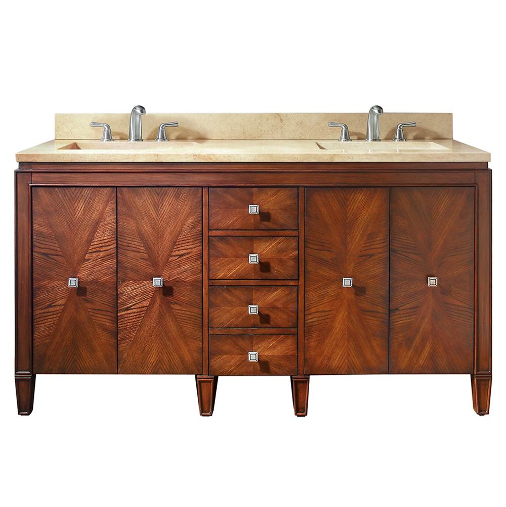 Avanity Avanity Brentwood 61 in. Double Vanity in New Walnut finish with Crema Marfil Marble Top