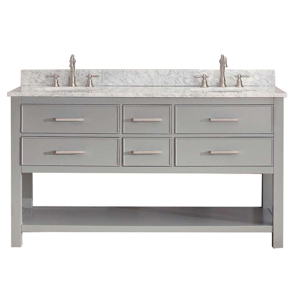 Avanity Avanity Brooks 61 in. Double Vanity in Chilled Gray finish with Carrara White Marble Top