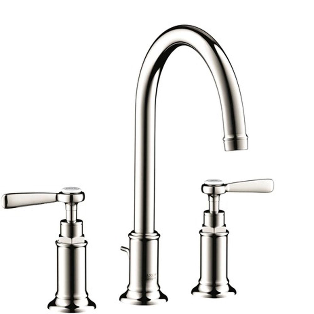 Axor Montreux Widespread Faucet 180 with Lever Handles and Pop-Up Drain, 1.2 GPM in Polished Nickel