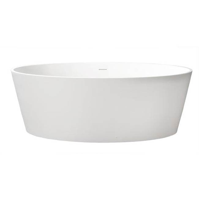 Barclay Magnus Resin Oval, 63'',No Faucet Holes, White Matte