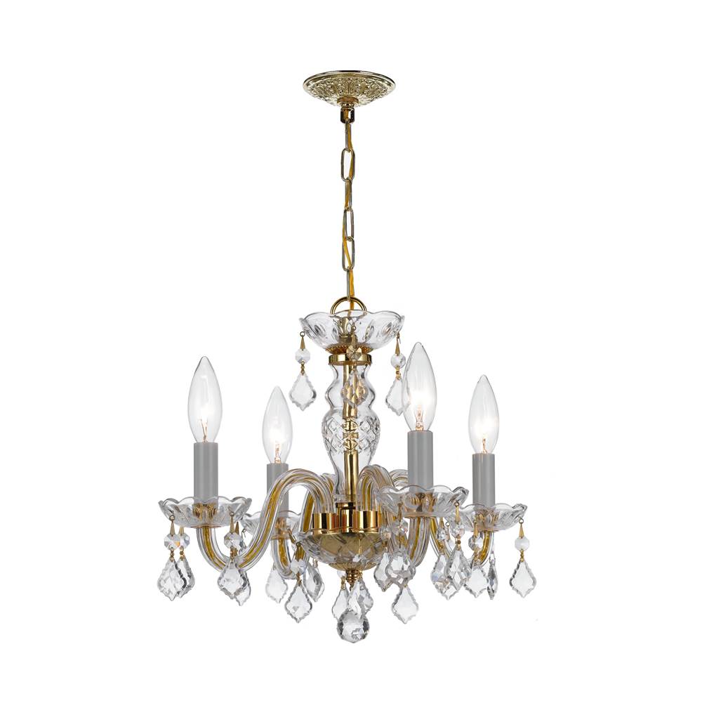 Crystorama Traditional Crystal 4 Light Spectra Crystal Polished Brass Mini Chandelier