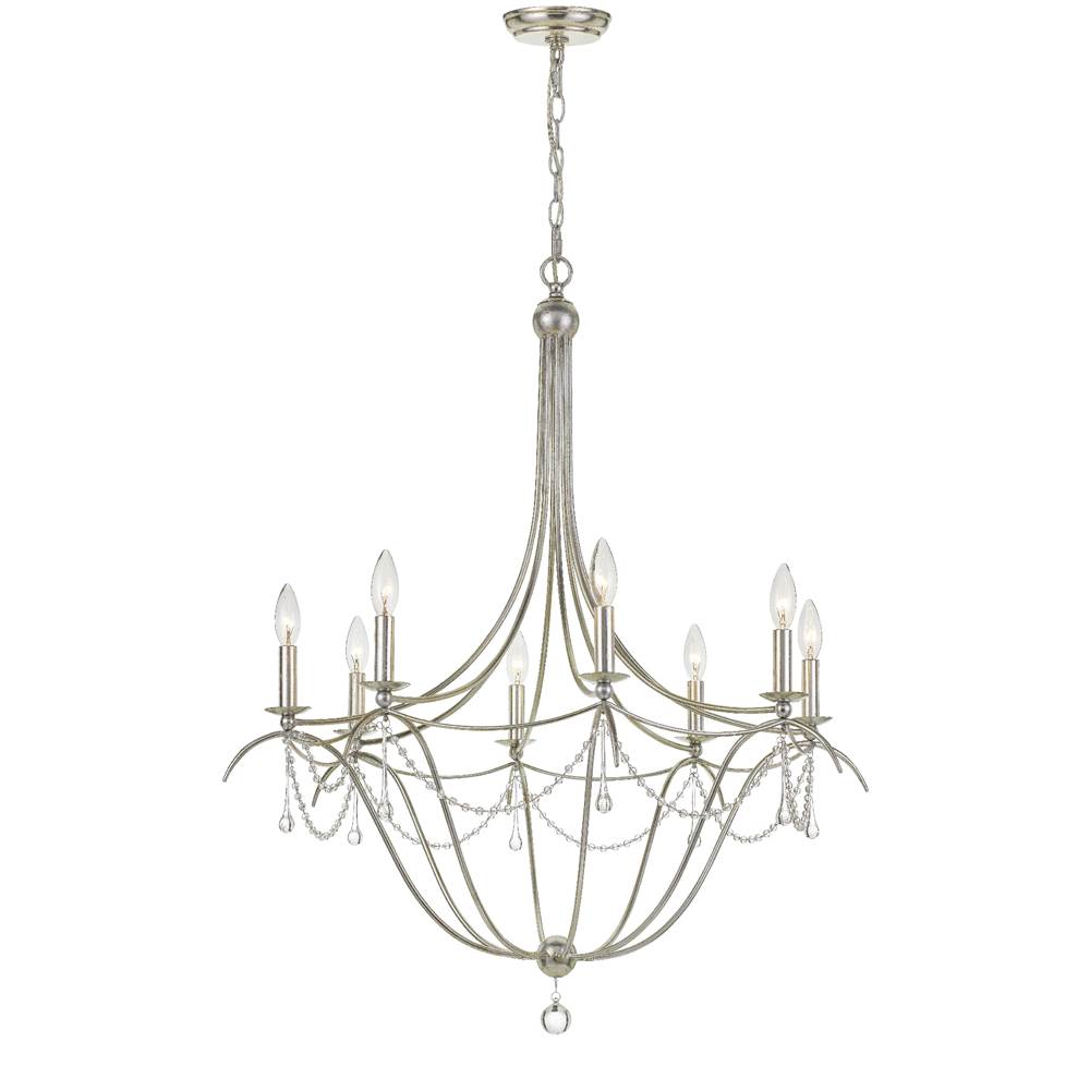 Crystorama Metro 8 Light Crystal Beads Antique Silver Chandelier