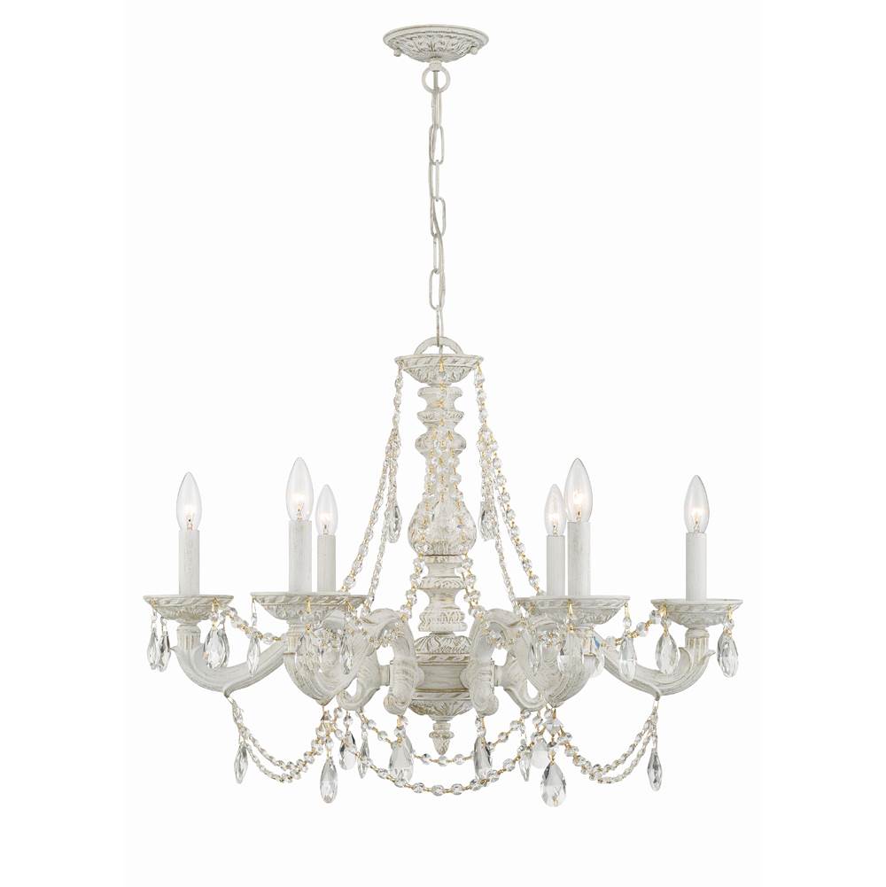 Crystorama Paris Market 6 Light Clear Crystal Antique White Chandelier