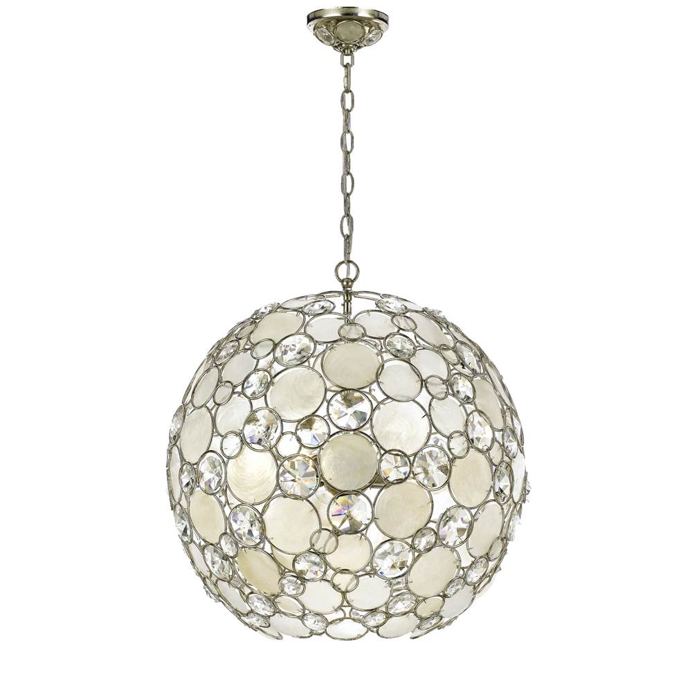 Crystorama Palla 6 Light Antique Silver Sphere Chandelier