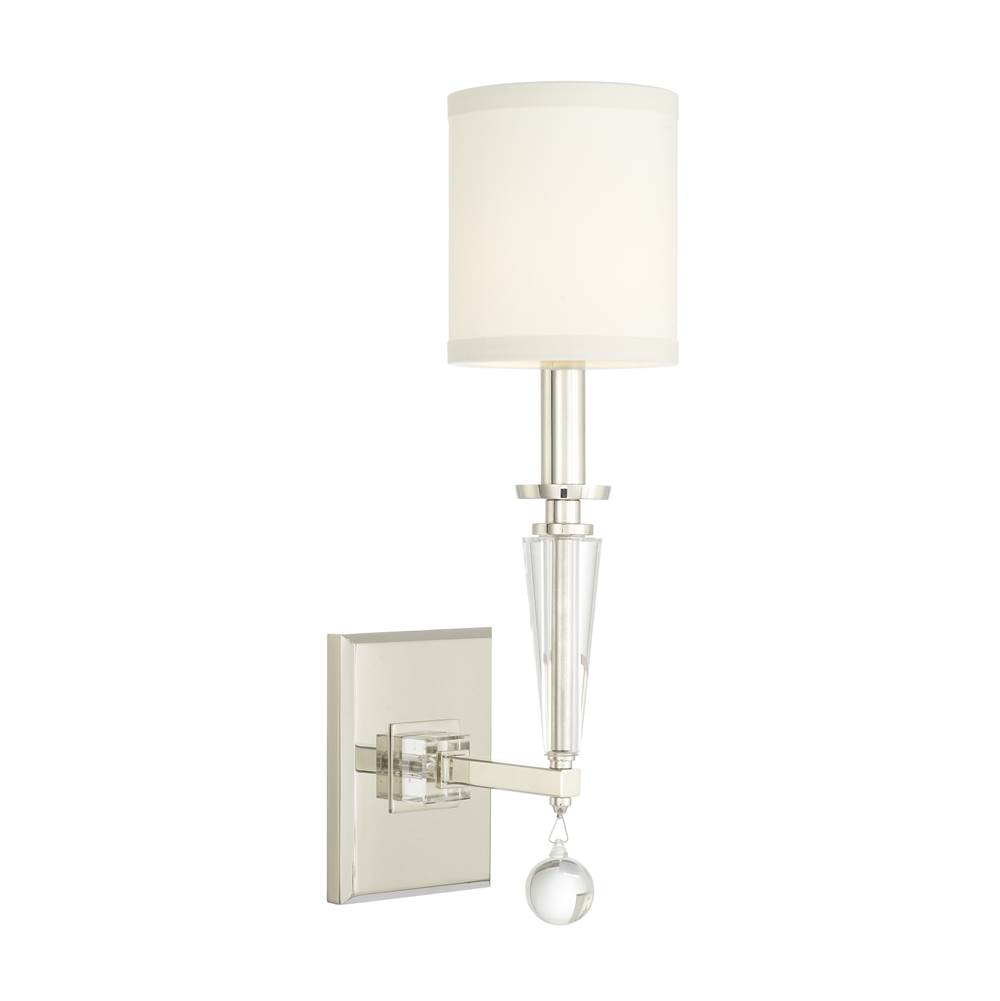 Crystorama Paxton 1 Light Polished Nickel Sconce