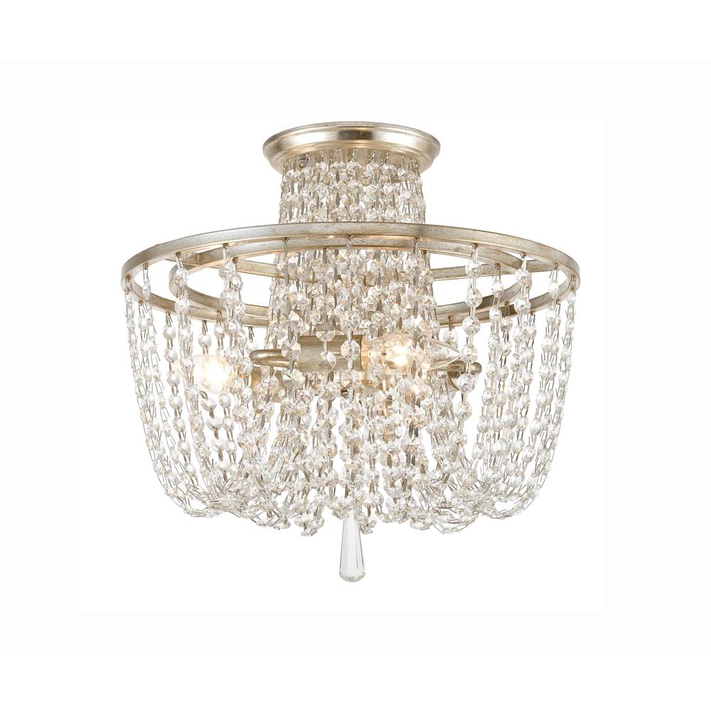 Crystorama Arcadia 3 Light Antique Silver Crystal Ceiling Mount
