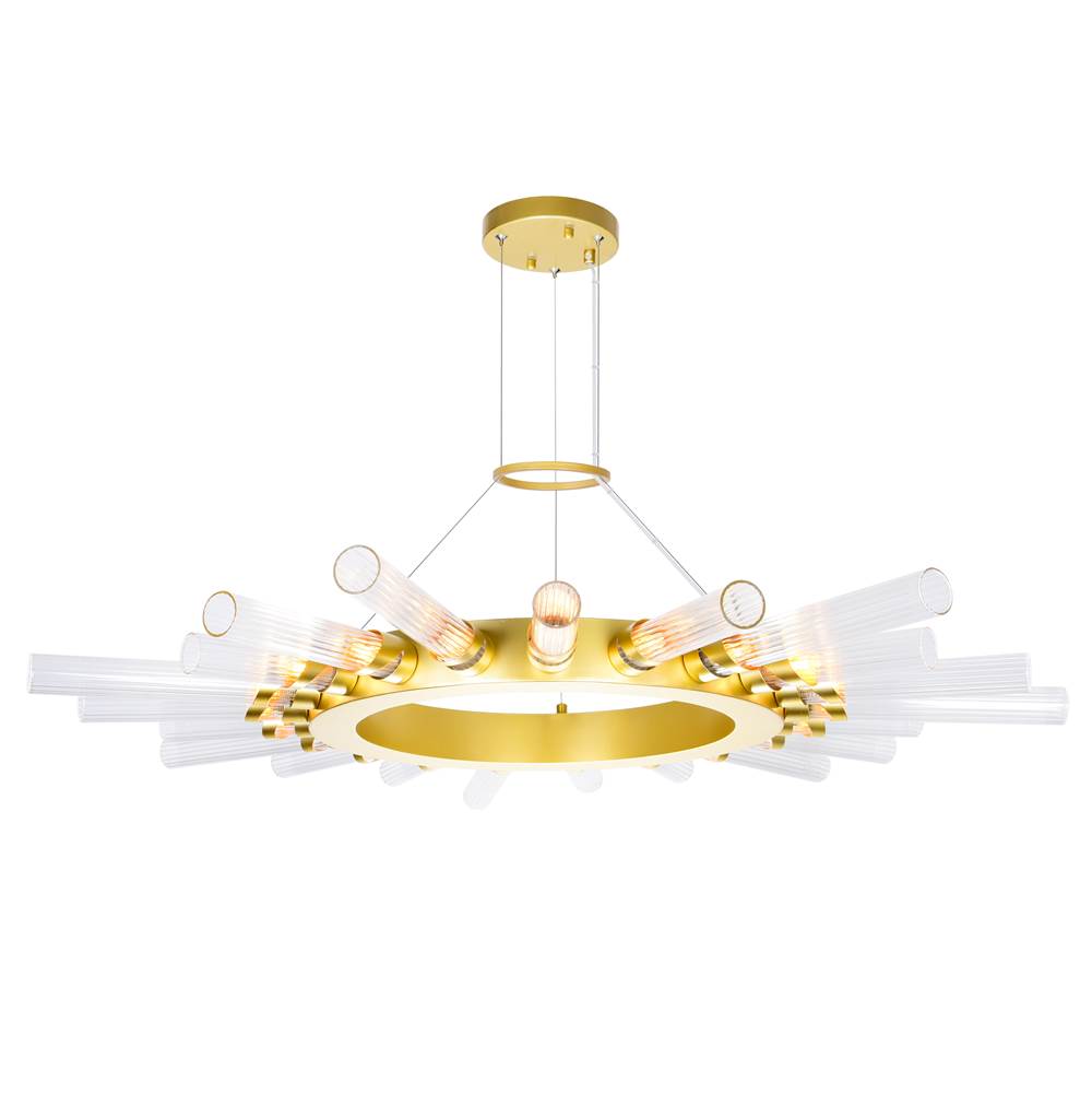 CWI Lighting Collar 21 Light Chandelier With Satin Gold Finish