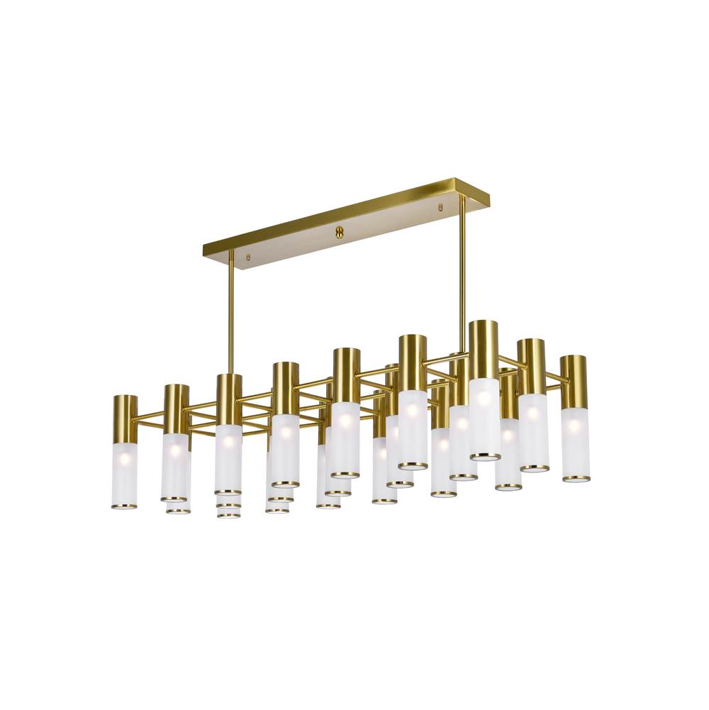 CWI Lighting Pipes 21 Light Island/Pool Table Chandelier With Brass Finish