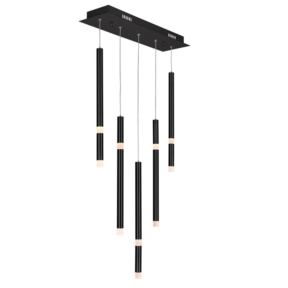 CWI Lighting Flute 5 Light LED Chandelier With Black Finish