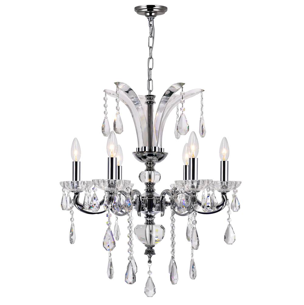 CWI Lighting Glorious 6 Light Up Chandelier With Chrome Finish