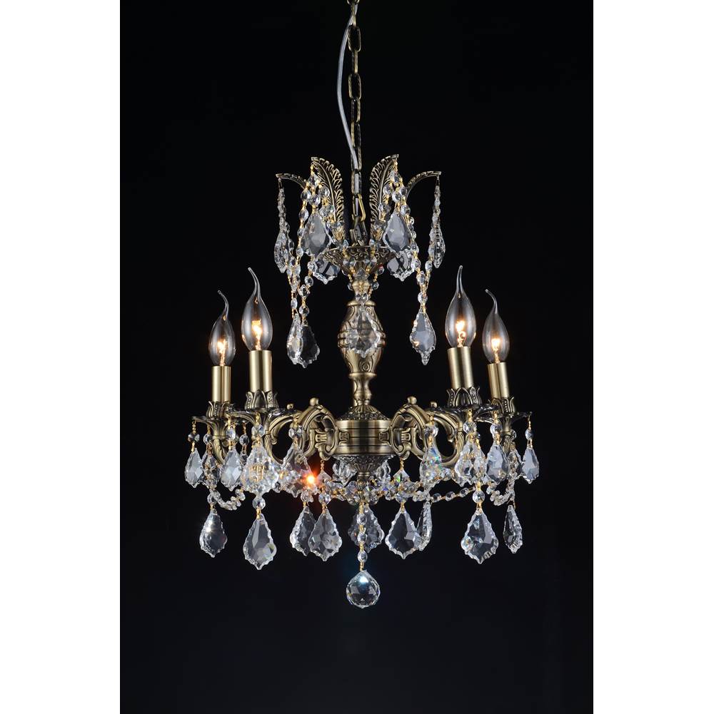 CWI Lighting Brass 5 Light Up Chandelier With Antique Brass Finish