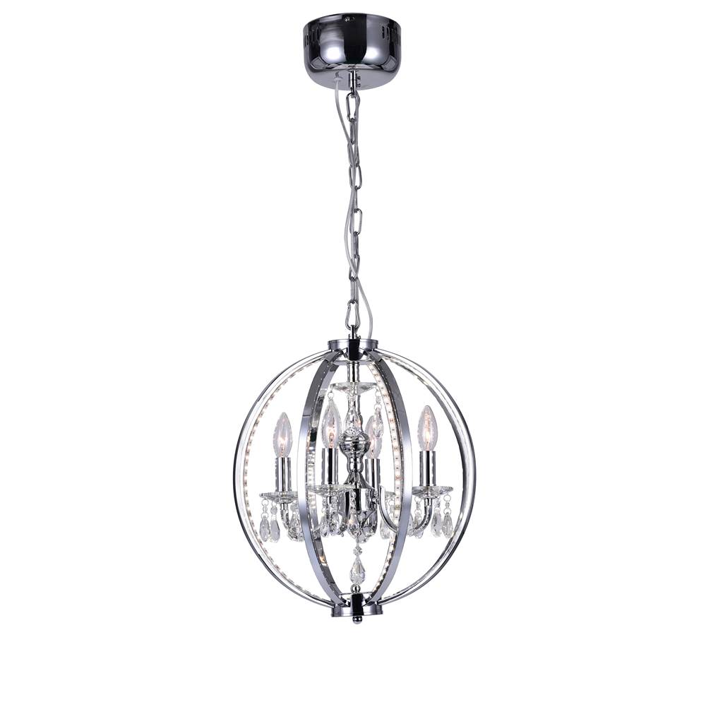 CWI Lighting Abia 4 Light Up Chandelier With Chrome Finish