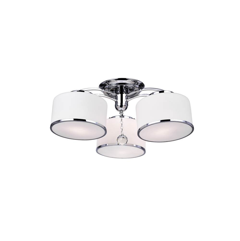 CWI Lighting Frosted 3 Light Drum Shade Flush Mount With Chrome Finish