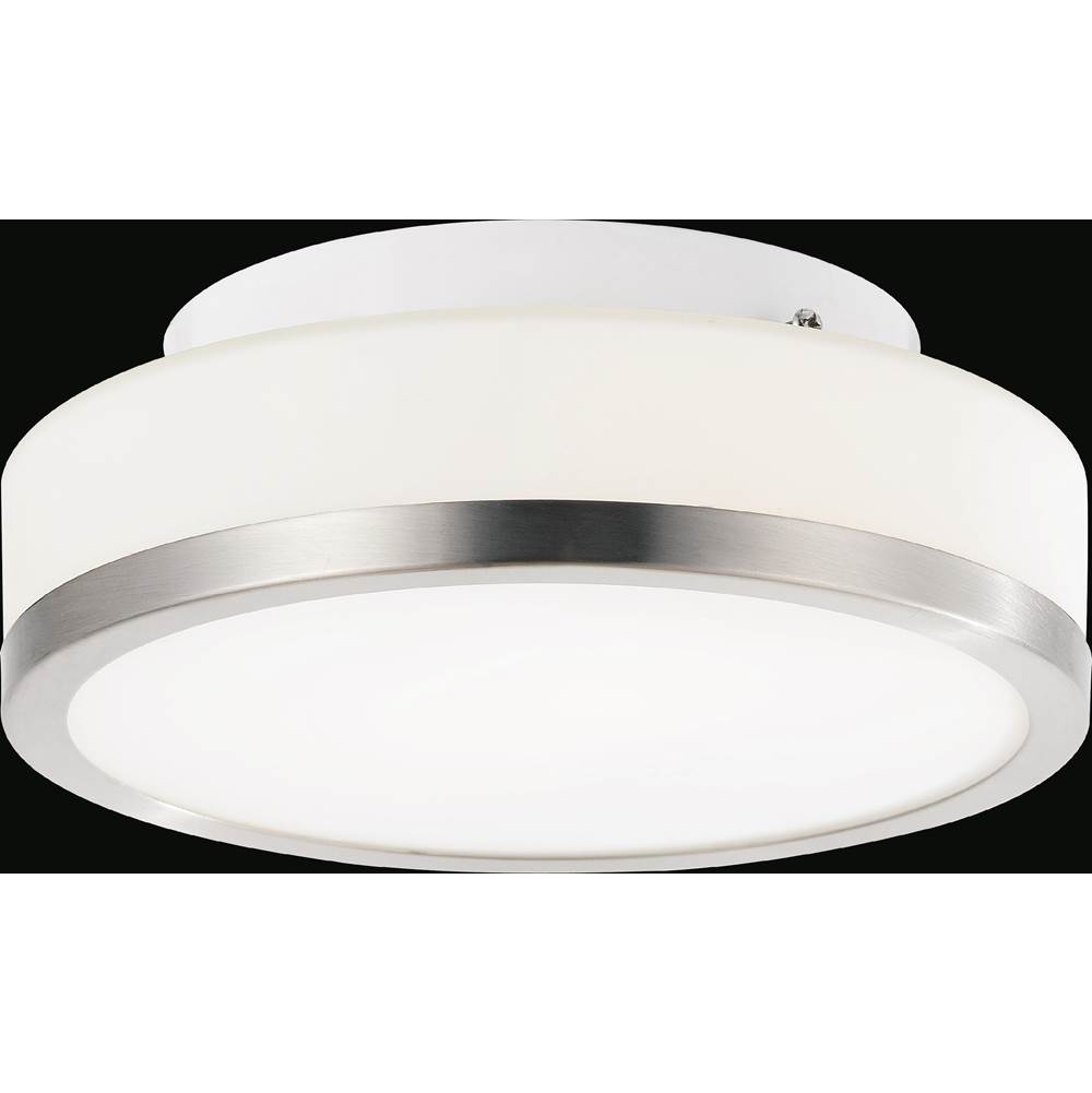CWI Lighting Frosted 1 Light Drum Shade Flush Mount With Satin Nickel Finish
