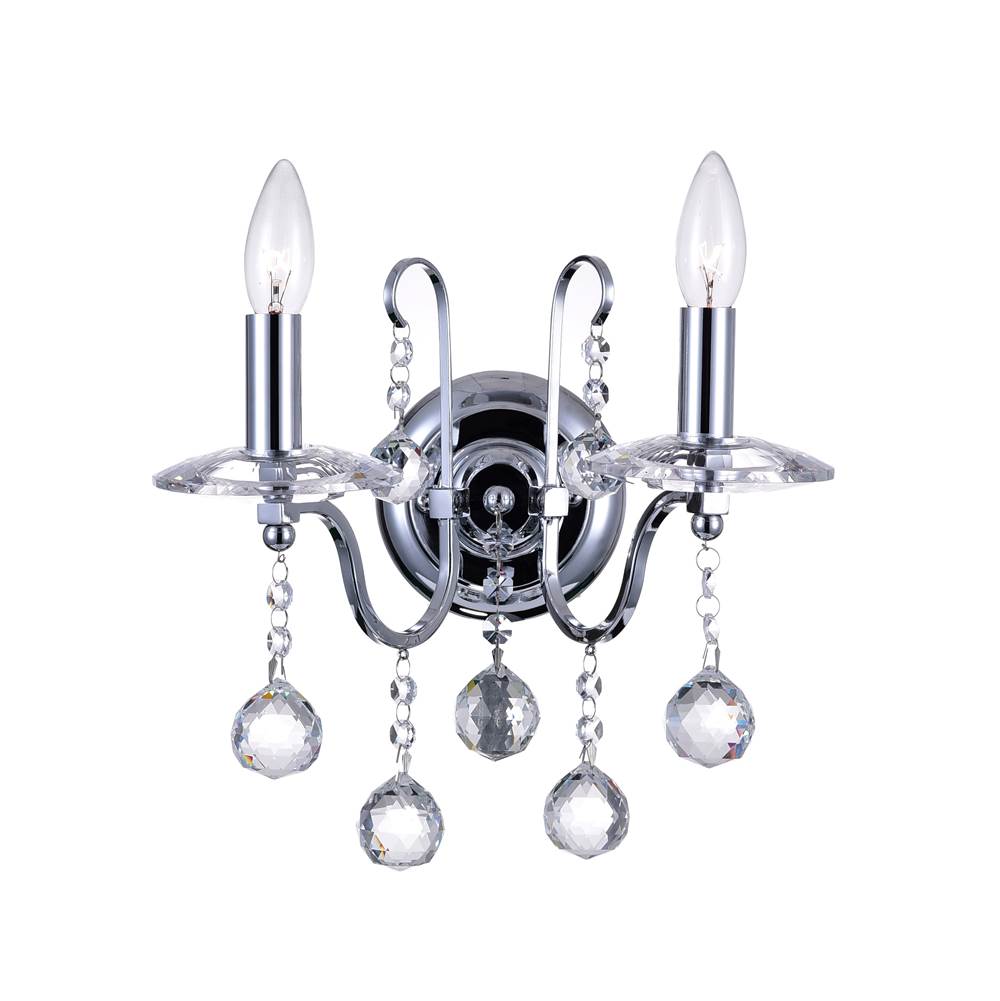 CWI Lighting Valentina 2 Light Wall Sconce With Chrome Finish
