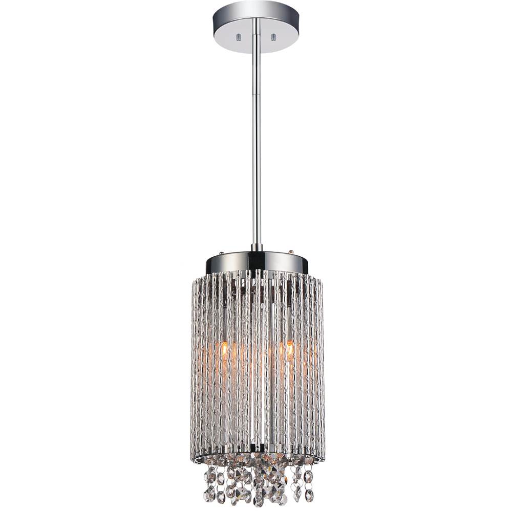 CWI Lighting Claire 2 Light Drum Shade Mini Pendant With Chrome Finish