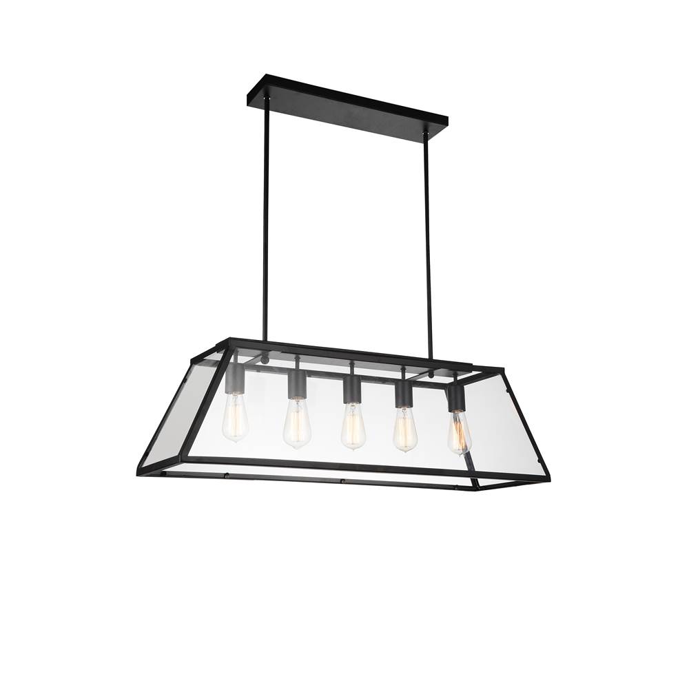 CWI Lighting Alyson 5 Light Down Chandelier With Black Finish