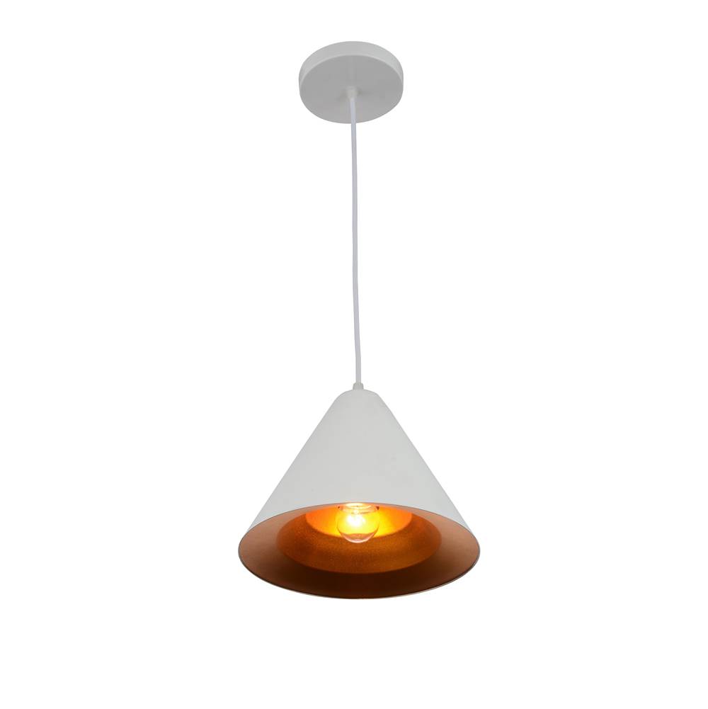 CWI Lighting Keila 1 Light Down Pendant With Matte White and Gold Finish