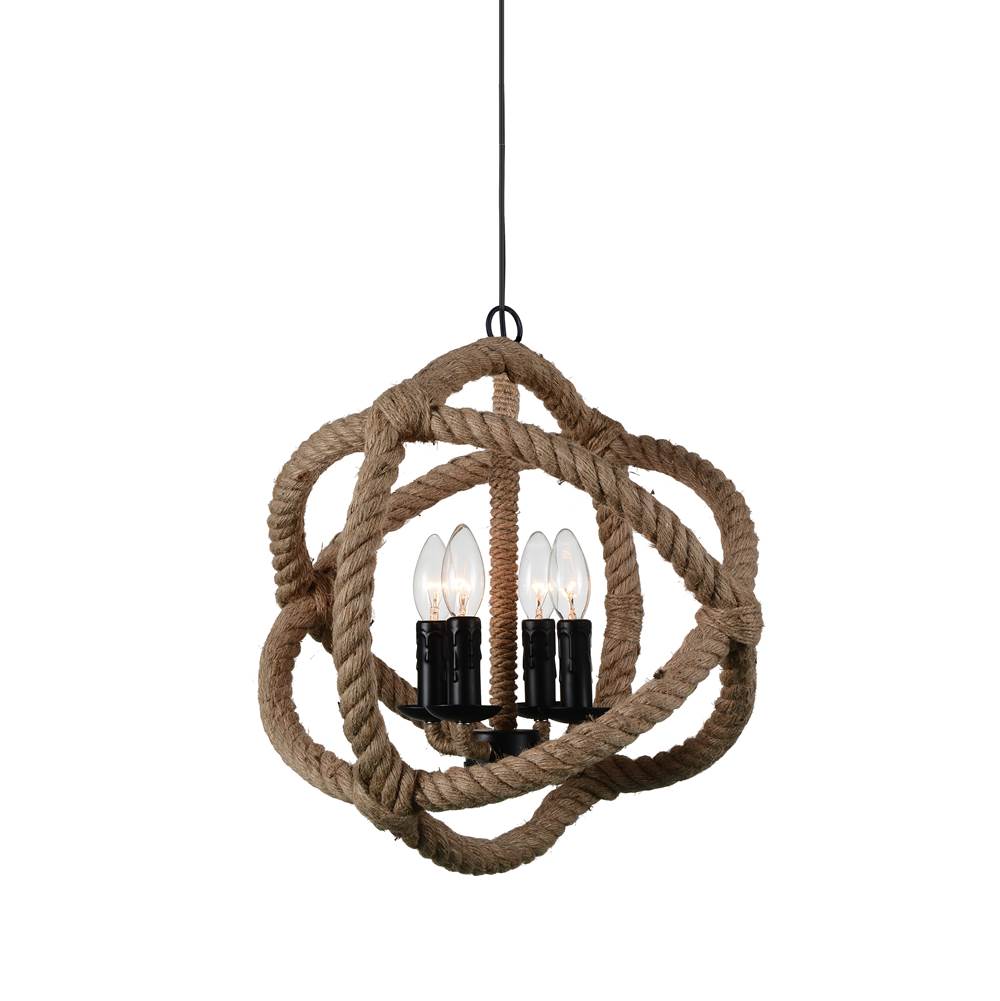 CWI Lighting Padma 4 Light Up Chandelier With Black Finish