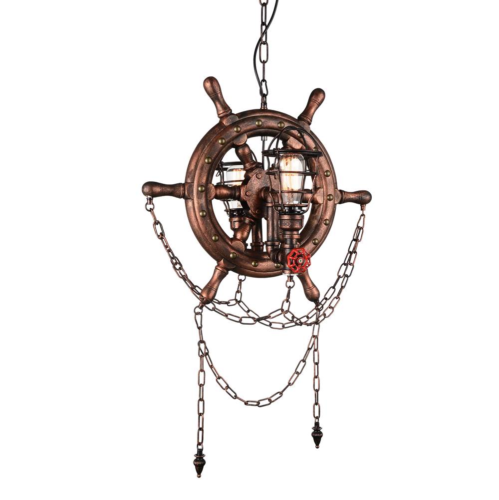 CWI Lighting Manor 2 Light Up Chandelier With Speckled copper Finish