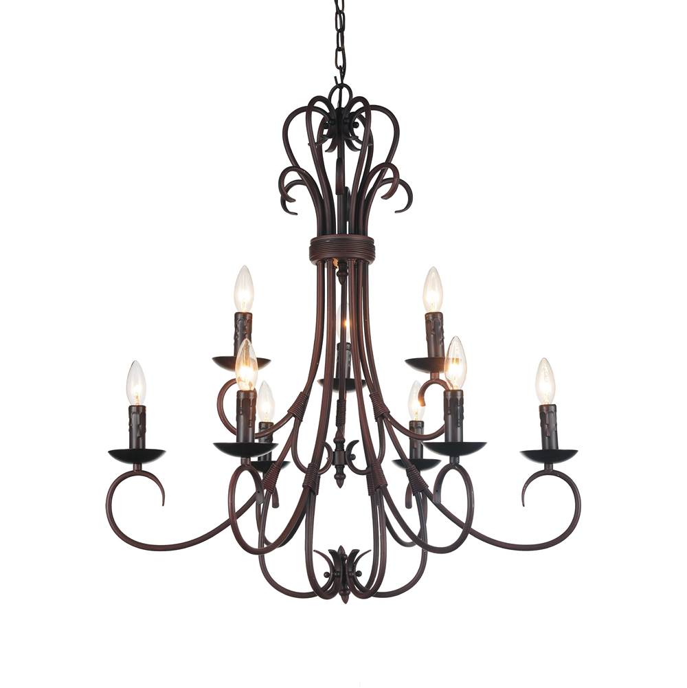 CWI Lighting Maddy 9 Light Up Chandelier With Oil Rubbed Brown Finish