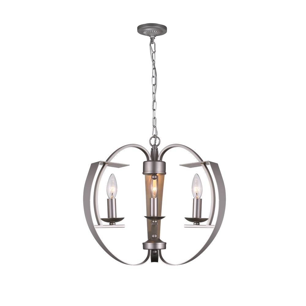 CWI Lighting Verbena 3 Light Chandelier With Pewter Finish