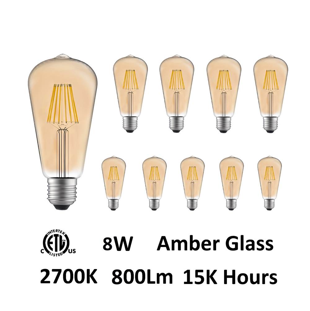 CWI Lighting Bulbs ST19 Warm White 2700K LED 8W Light Bulb (Set of 10)