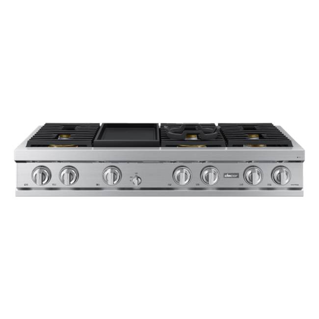 Dacor 48'' Gas Rangetop 6 Burners with Griddle, Silver, NG/LP