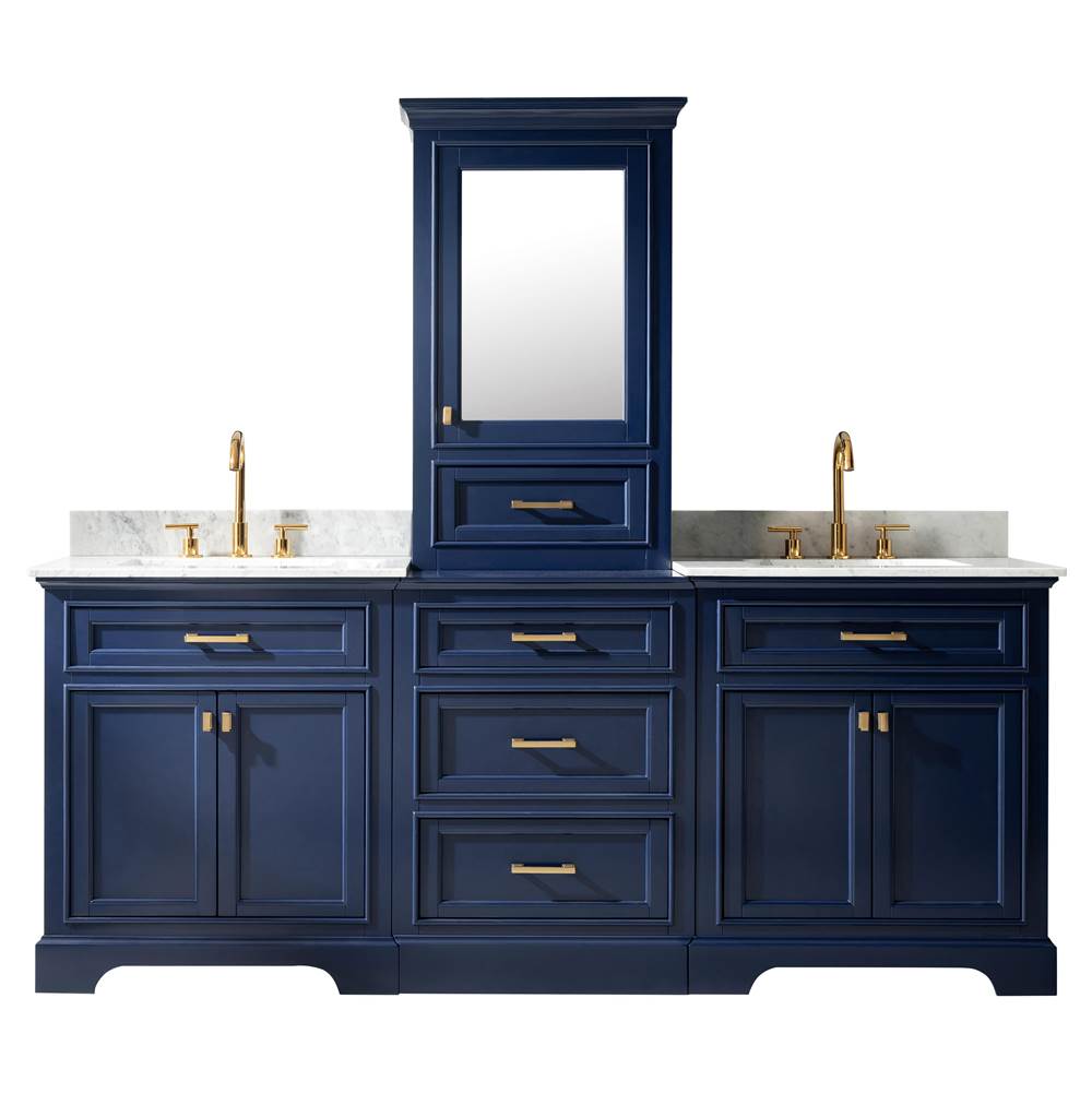 Design Element Milano 84'' Double Sink Bathroom Vanity Modular Set in Blue