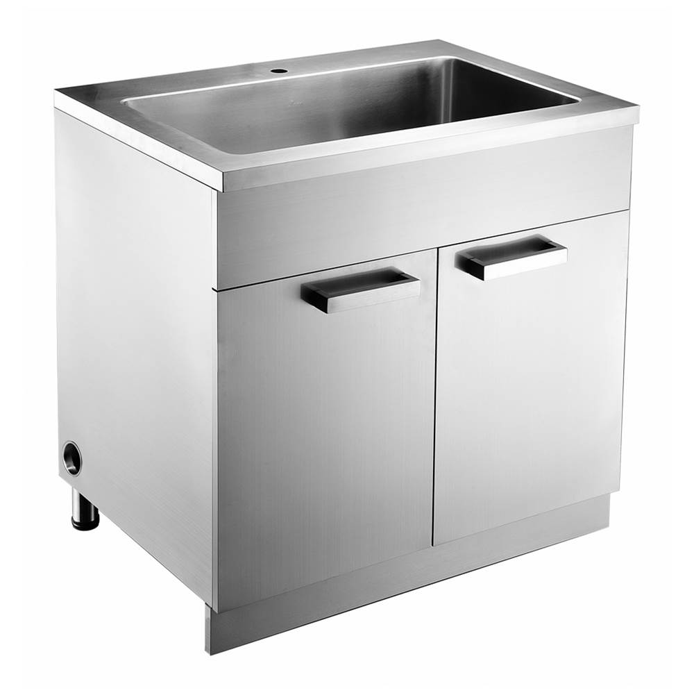Dawn Stainless Steel Sink Base Cabinet (Sink: DSU3017), 20G: 36''L x 25-1/2''W x 36''H, comes with Garbage Can GC036 and Cutting Board CB017