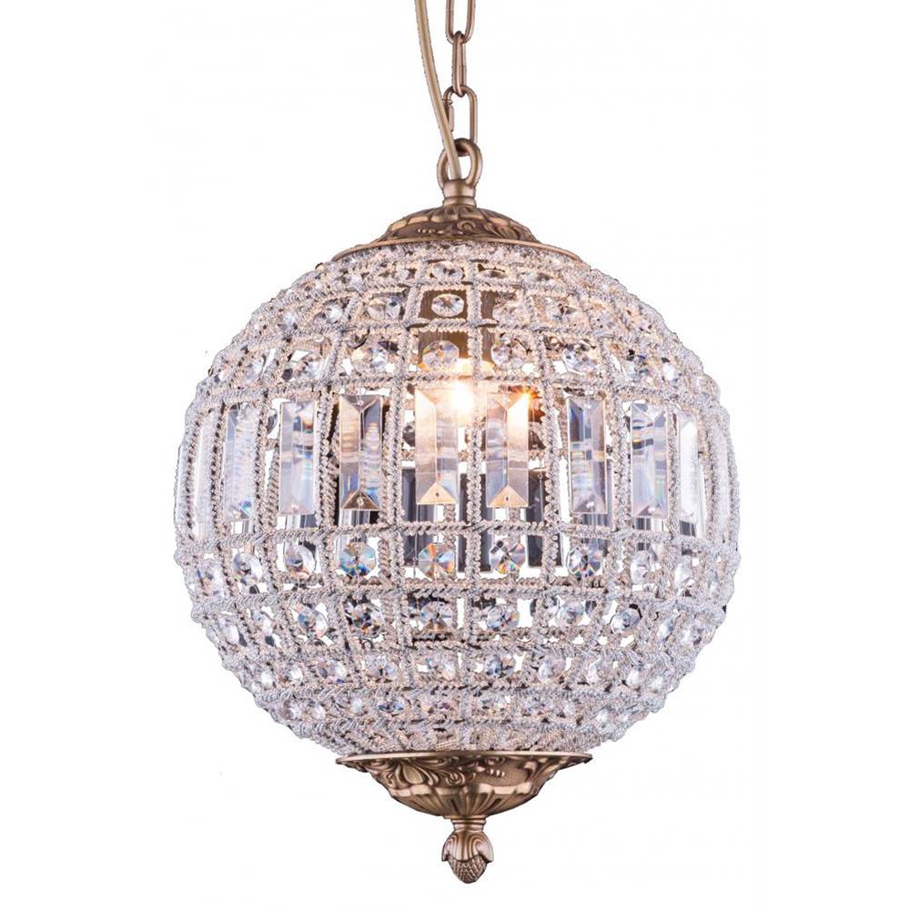 Elegant Lighting 1205 Olivia Collection Pendent lamp D:12'' H:18.5'' Lt:1 French Gold Finish (Royal Cut  Crysta