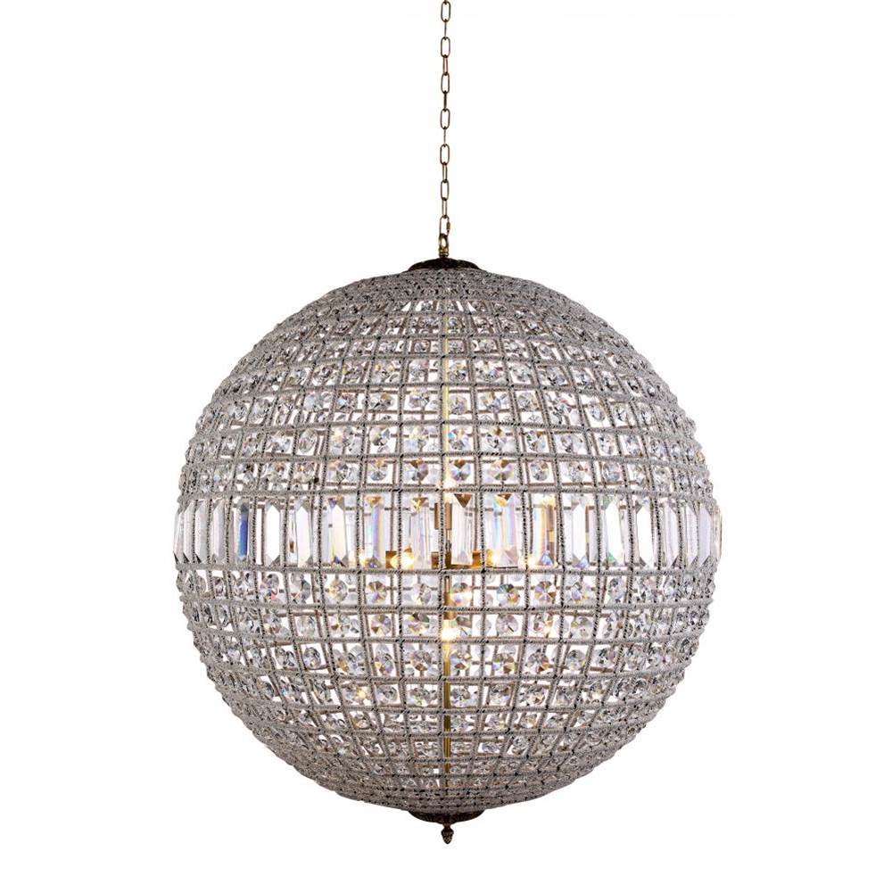 Elegant Lighting 1205 Olivia Collection Pendant Lamp D:36in H:50.5in Lt:8 French Gold Finish Royal Cut Crystal (Clear