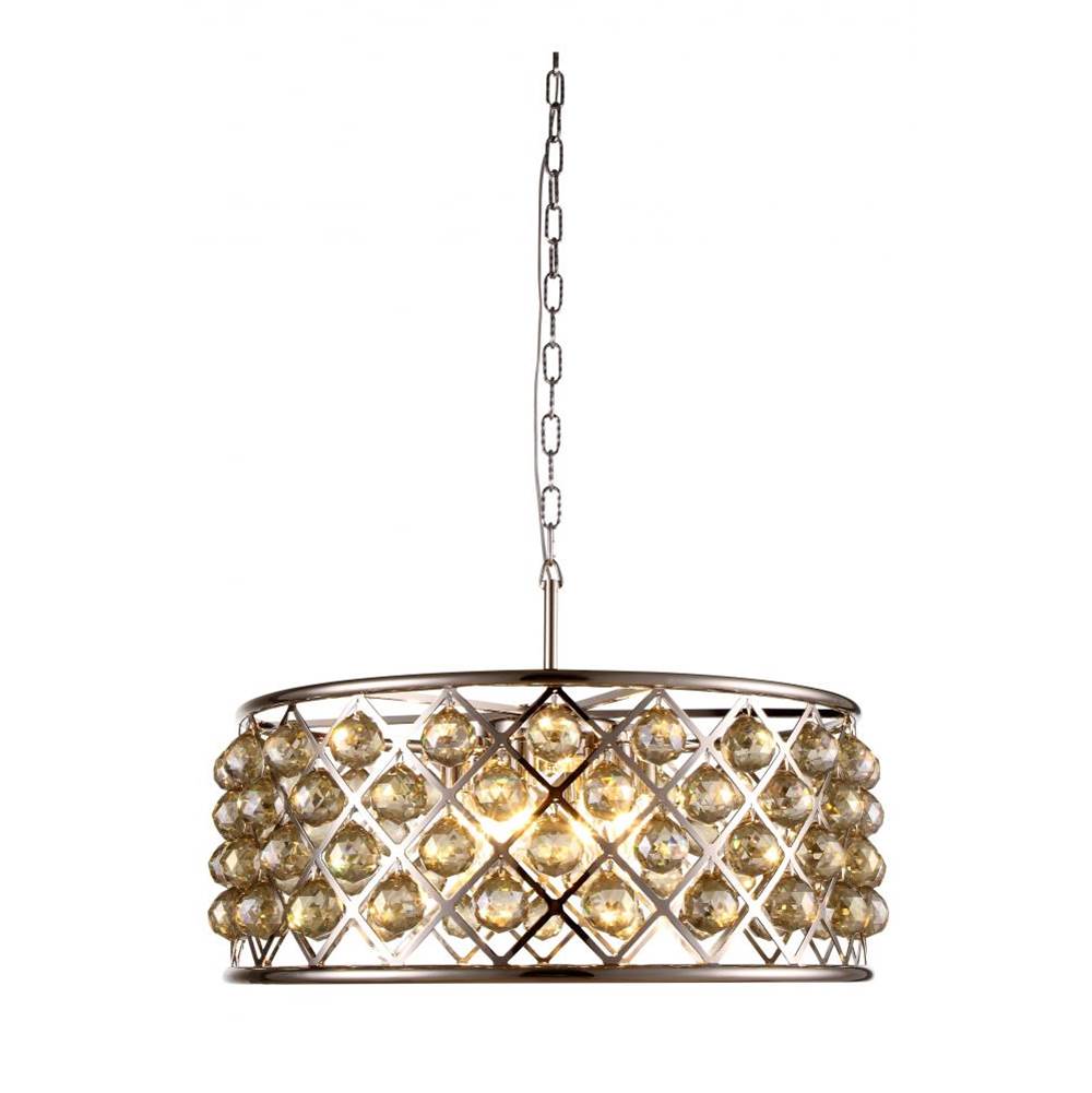 Elegant Lighting 1214 Madison Collection Pendant Lamp D:25in H:10.5in Lt:6 Polished Nickel Finish Royal Cut Golden Te