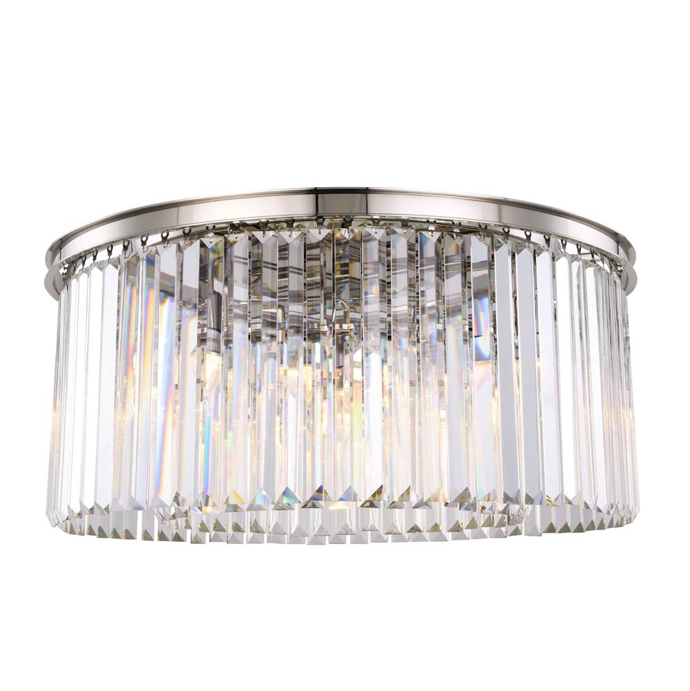 Elegant Lighting Sydney 8 Light Polished Nickel Flush Mount Clear Royal Cut Crystal