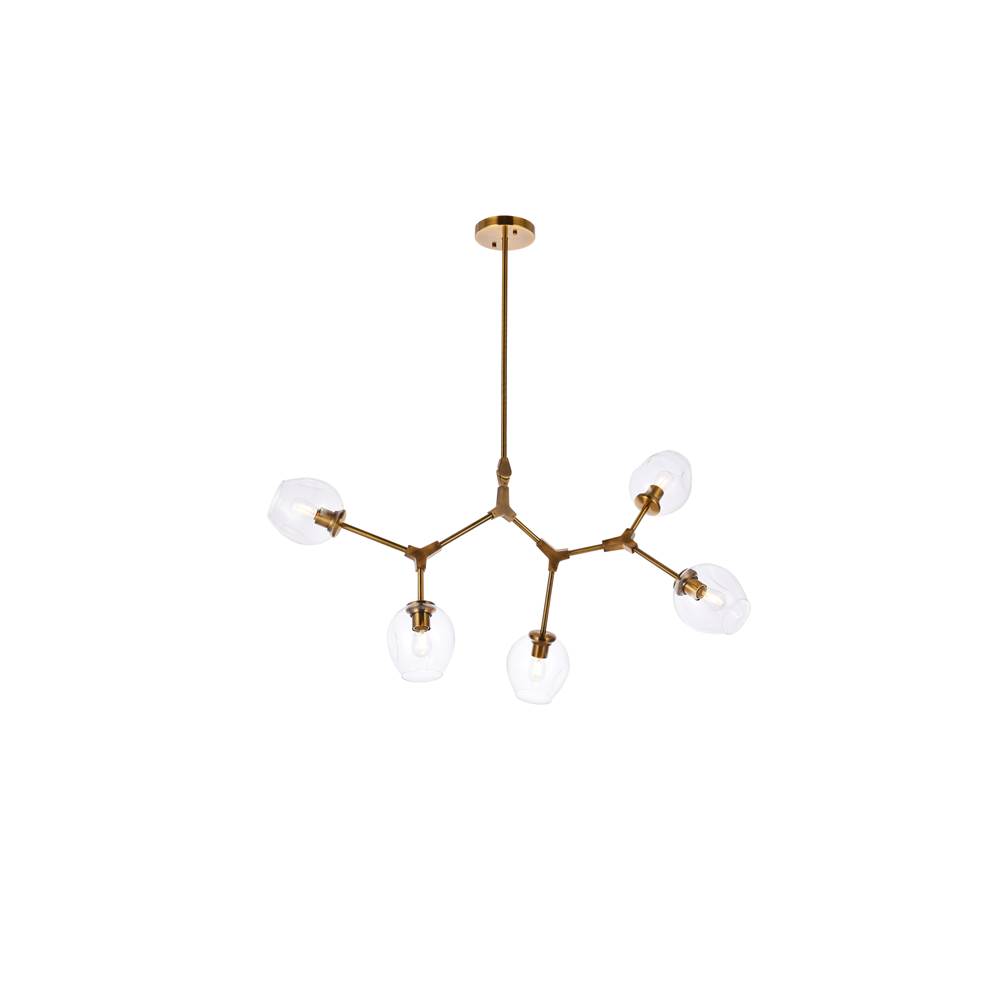 Elegant Lighting Cavoli 5 lights brass chandelier
