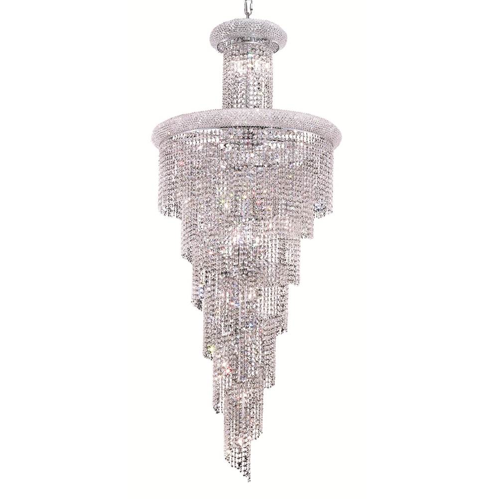 Elegant Lighting Spiral 28 Light Chrome Chandelier Clear Royal Cut Crystal