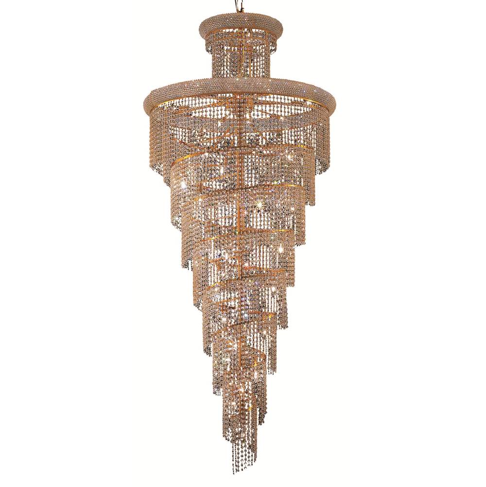 Elegant Lighting Spiral 32 Light Gold Chandelier Clear Royal Cut Crystal
