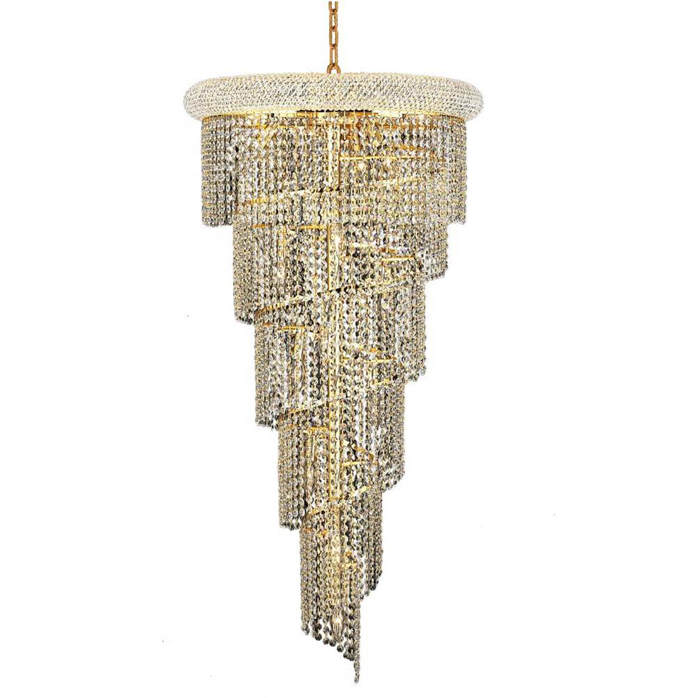 Elegant Lighting Spiral 18 Light Gold Chandelier Clear Royal Cut Crystal
