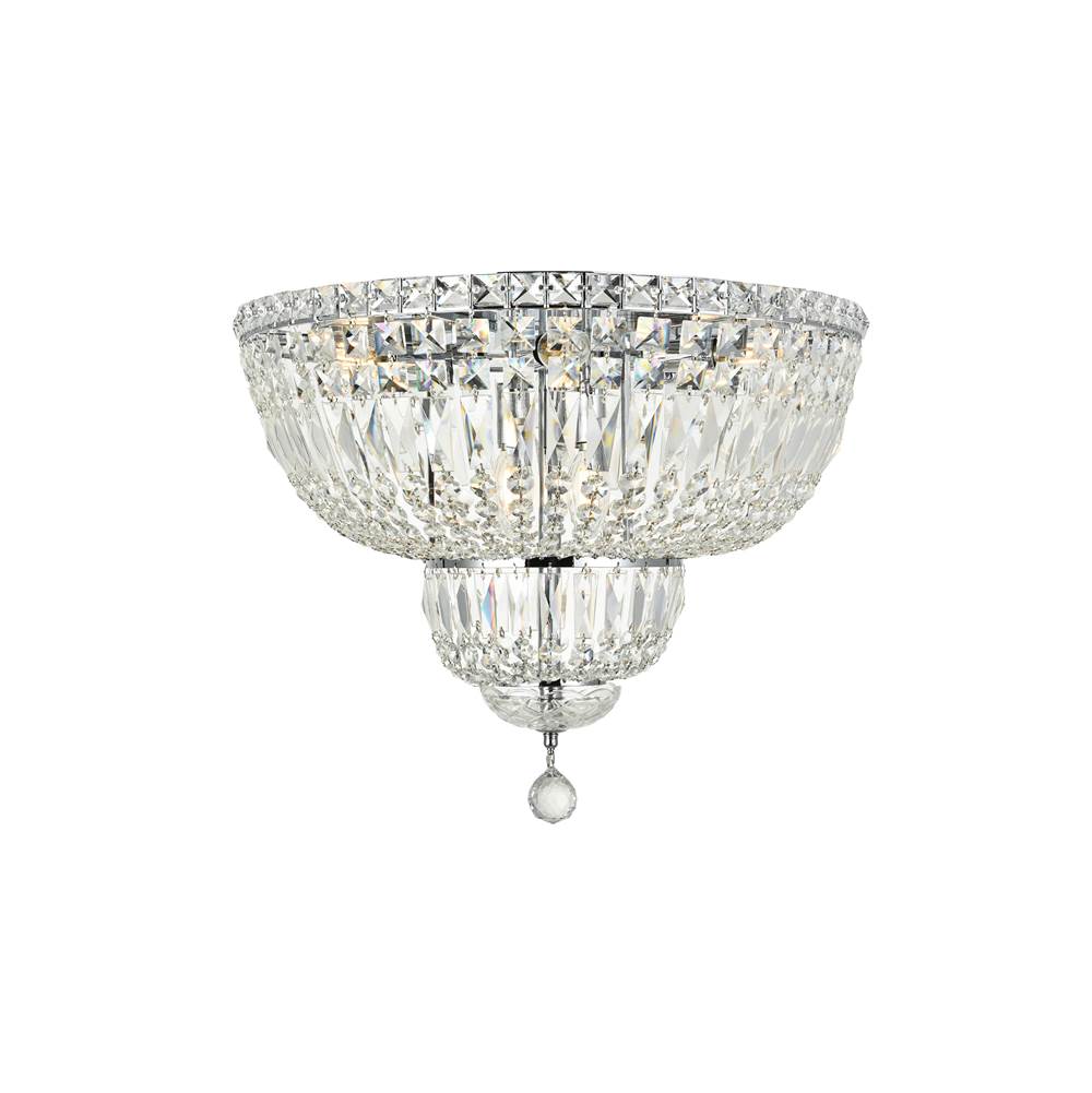 Elegant Lighting Tranquil 10 Light Chrome Flush Mount Clear Royal Cut Crystal