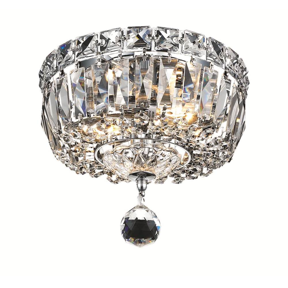 Elegant Lighting Tranquil 2 Light Chrome Flush Mount Clear Royal Cut Crystal