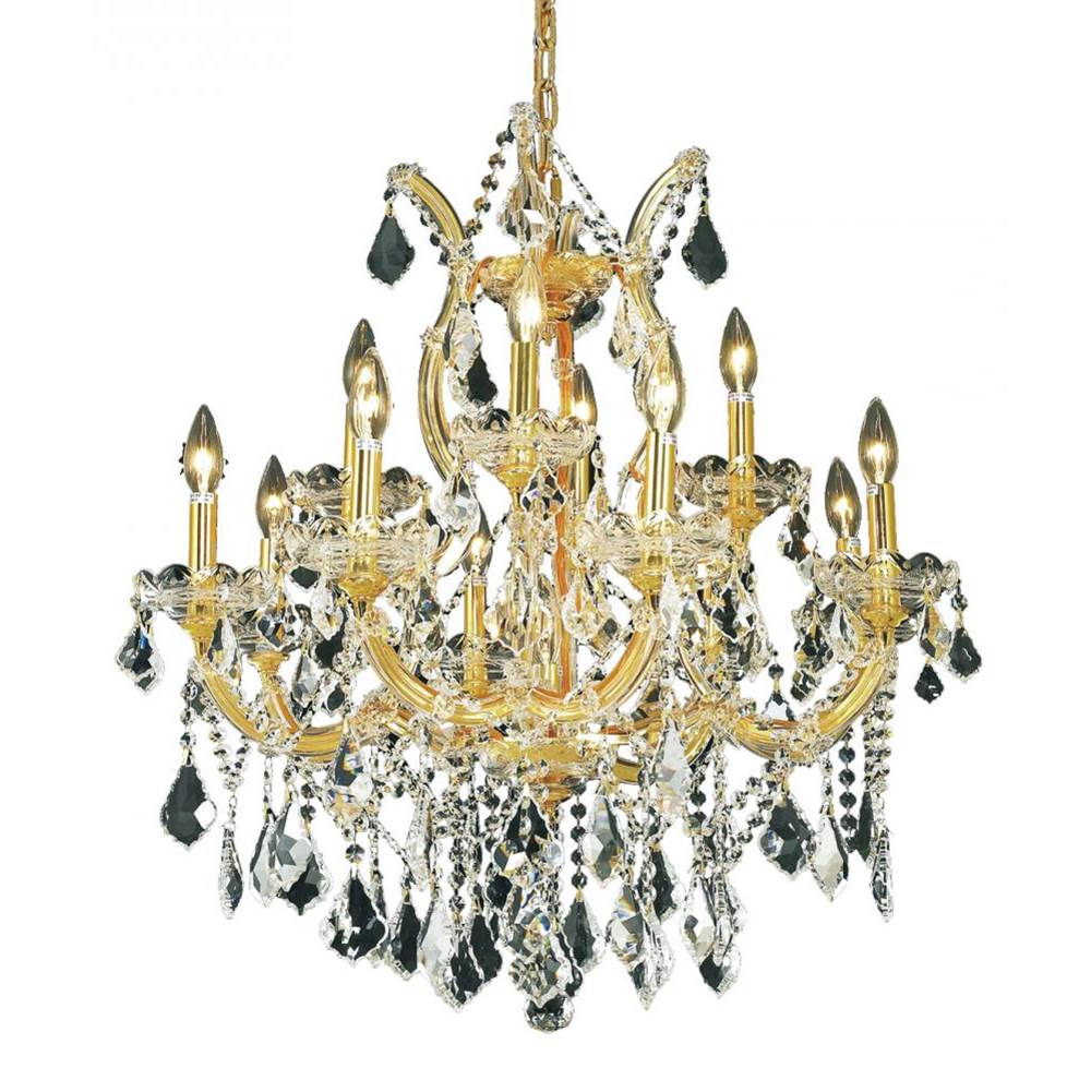 Elegant Lighting Maria Theresa 13 Light Gold Chandelier Clear Royal Cut Crystal