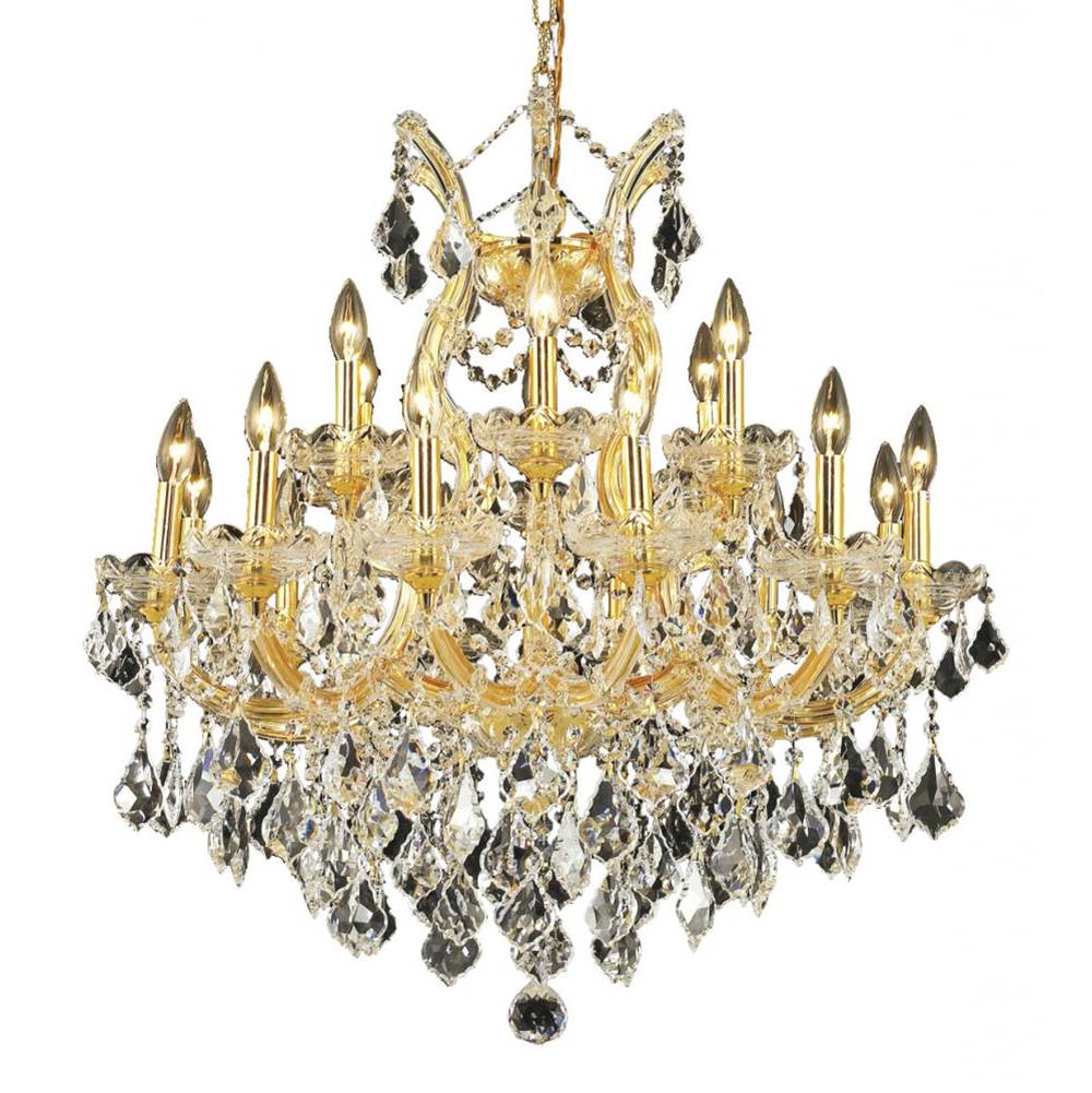 Elegant Lighting Maria Theresa 19 Light Gold Chandelier Clear Royal Cut Crystal