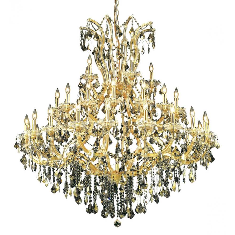 Elegant Lighting Maria Theresa 41 Light Gold Chandelier Golden Teak (Smoky) Royal Cut Crystal