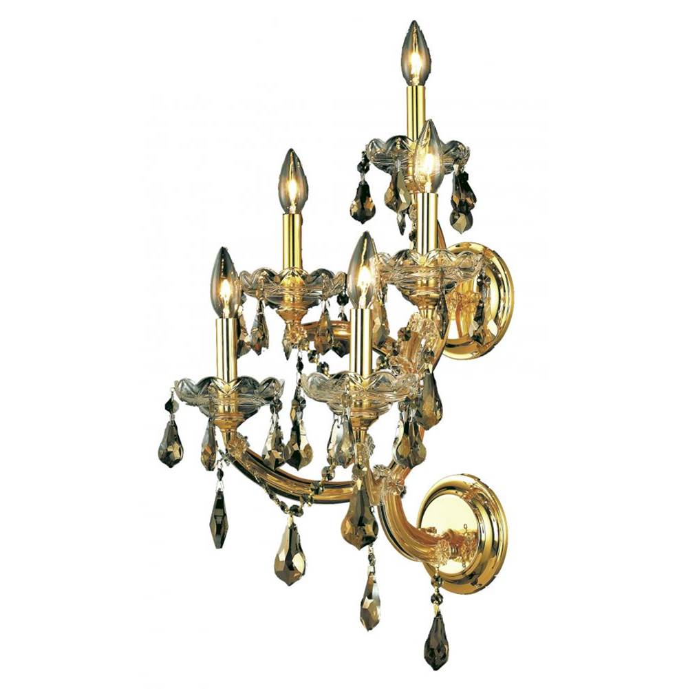 Elegant Lighting Maria Theresa 5 Light Gold Wall Sconce Clear Royal Cut Crystal