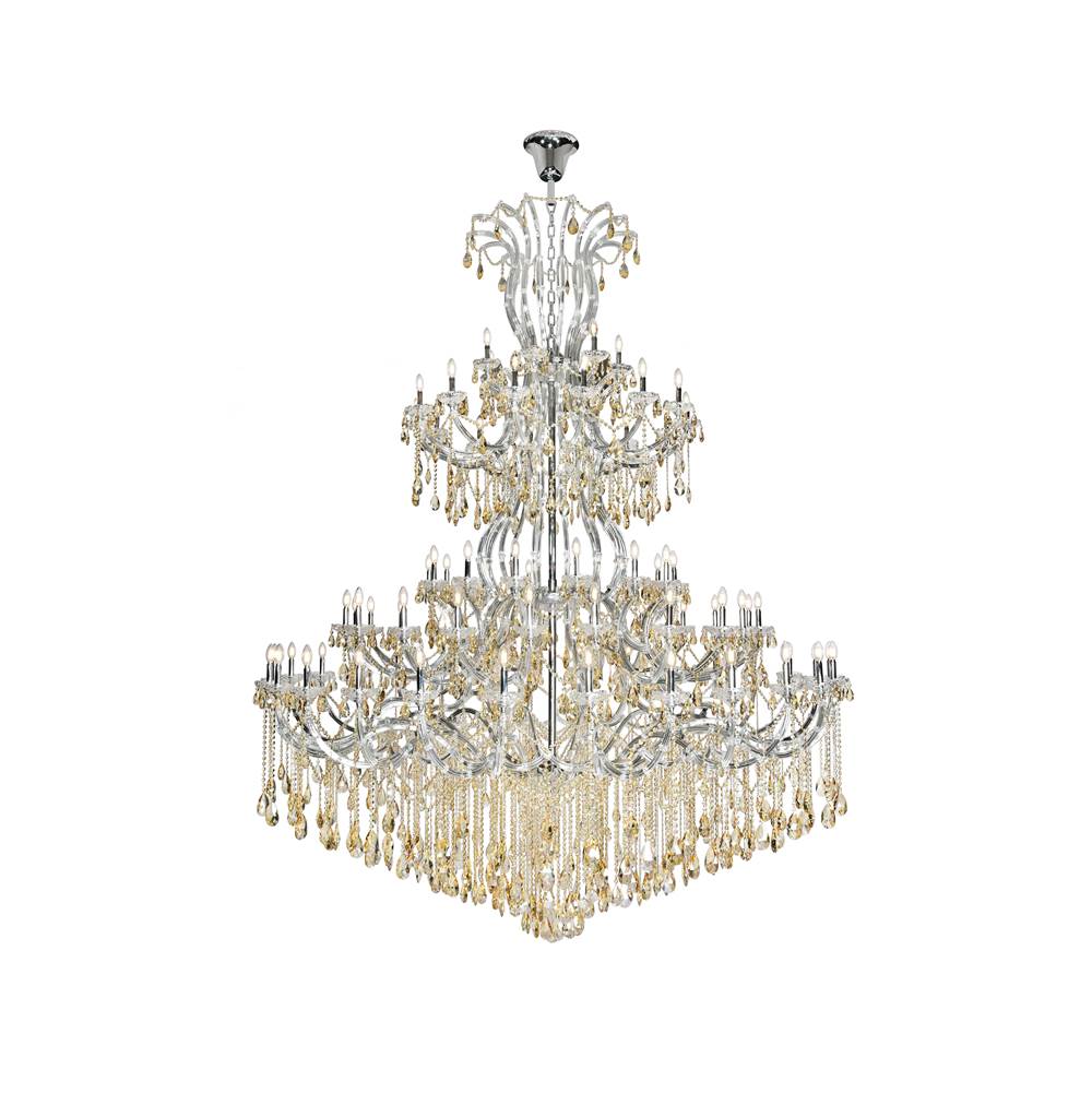 Elegant Lighting Maria Theresa 84 Light Chrome Chandelier With Golden Shadow Tear Drop Crystals Golden Shadow (Champagne) Royal Cut Crystal