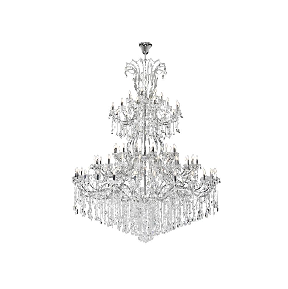 Elegant Lighting Maria Theresa 84 Light Chrome Chandelier With Clear Tear Drop Crystals Clear Royal Cut Crystal