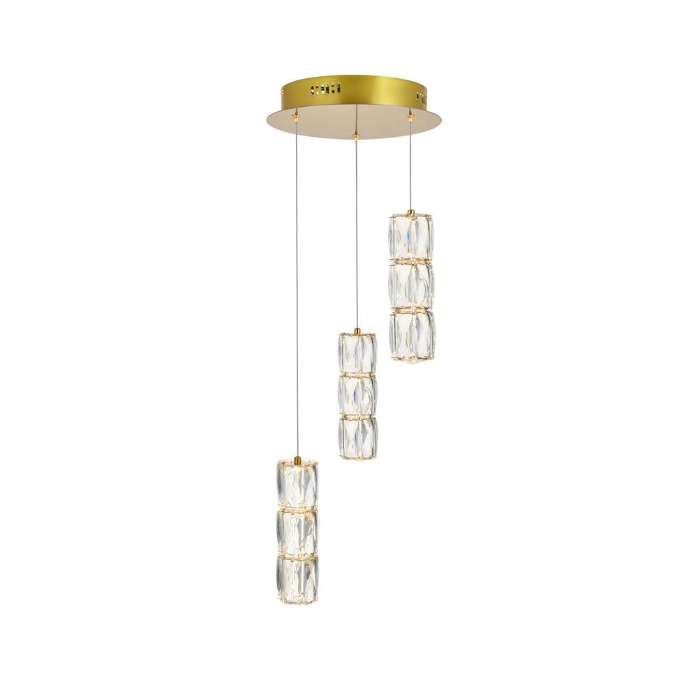 Elegant Lighting Polaris LED light Gold Pendant Clear Crystal